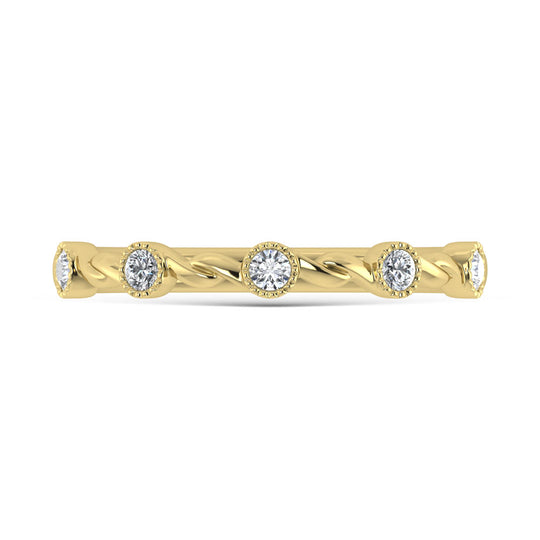 Diamante de oro amarillo de 10 quilates de 1/10 quilates total. Banda apilable