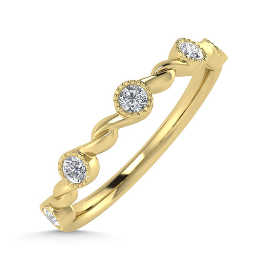 Diamante de oro amarillo de 10 quilates de 1/10 quilates total. Banda apilable