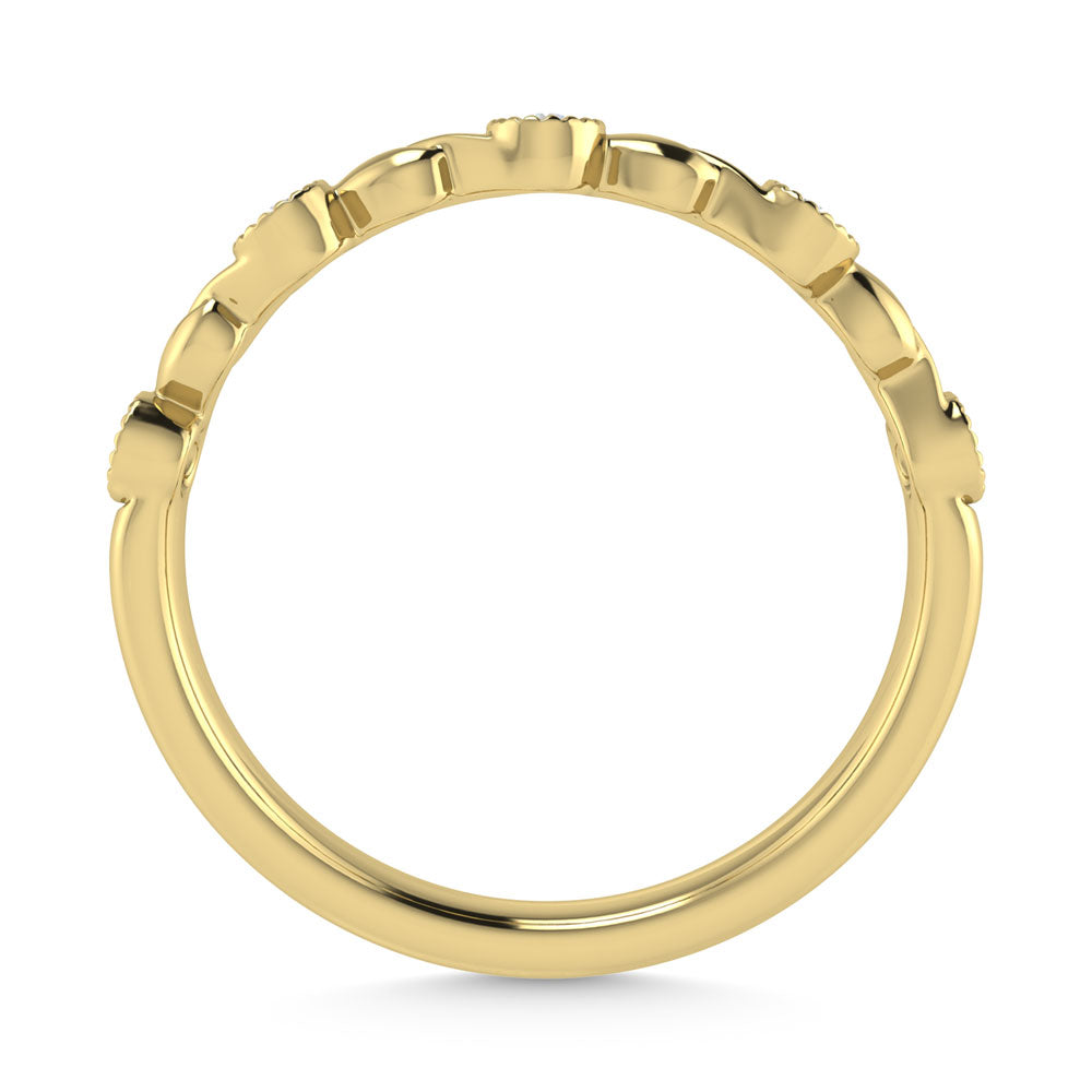 Diamante de oro amarillo de 10 quilates de 1/10 quilates total. Banda apilable