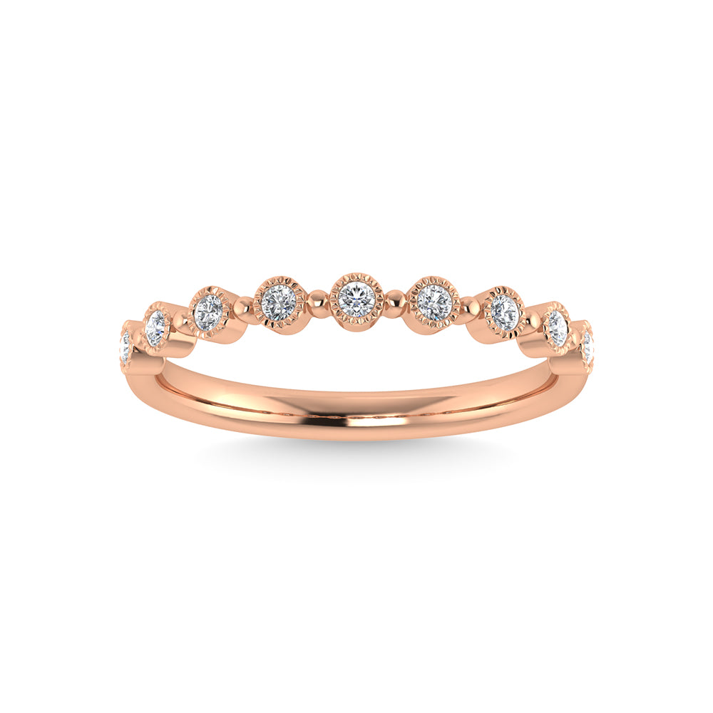 Diamante en oro rosa de 10 quilates de 1/10 quilates total. Banda apilable