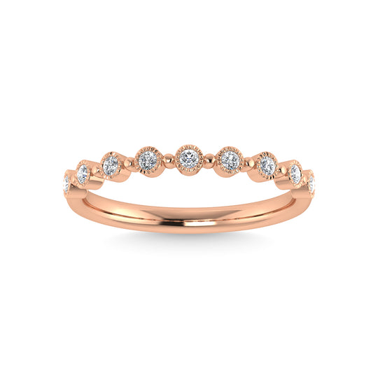 Diamante en oro rosa de 10 quilates de 1/10 quilates total. Banda apilable