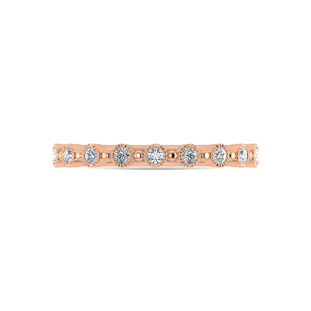 Diamante en oro rosa de 10 quilates de 1/10 quilates total. Banda apilable