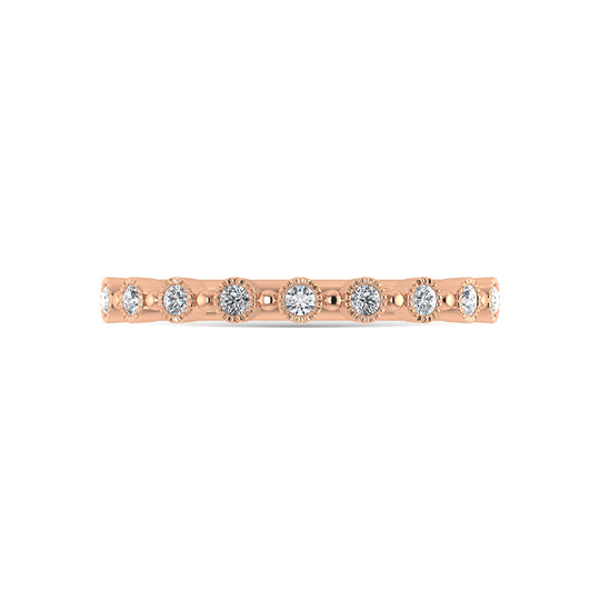 Diamante en oro rosa de 10 quilates de 1/10 quilates total. Banda apilable
