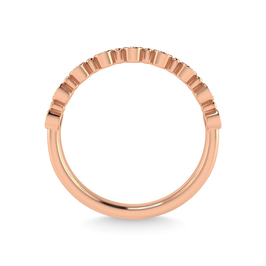 Diamante en oro rosa de 10 quilates de 1/10 quilates total. Banda apilable
