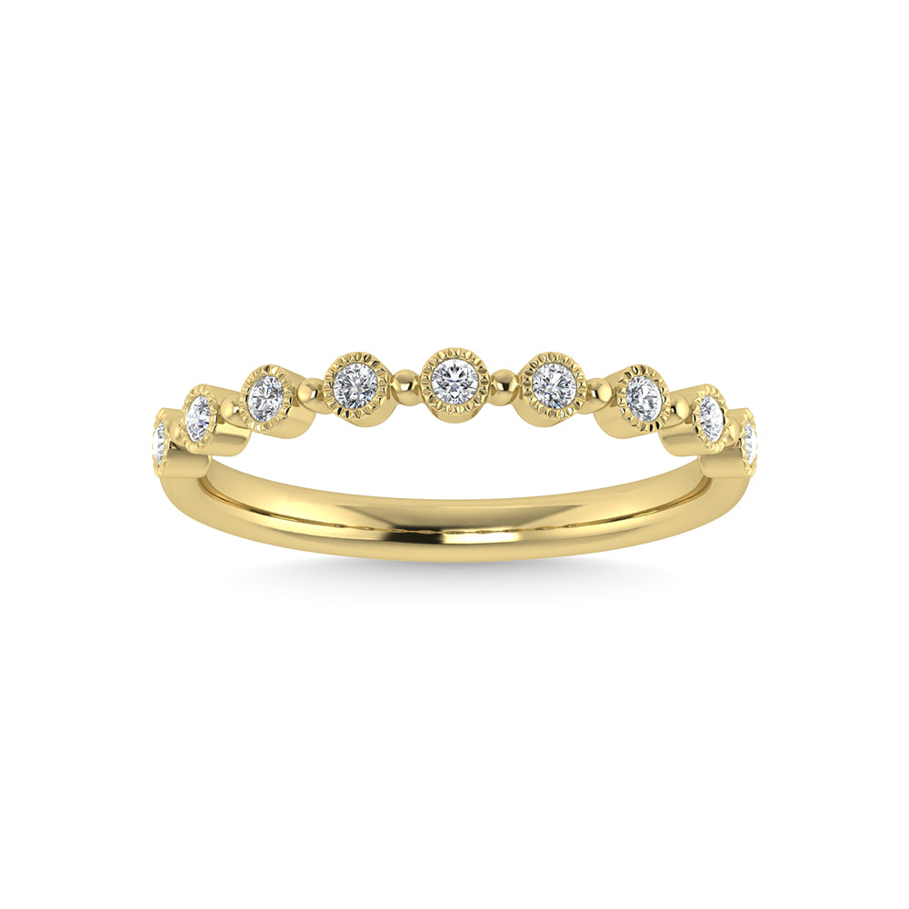 Diamante de oro amarillo de 10 quilates de 1/10 quilates total. Banda apilable