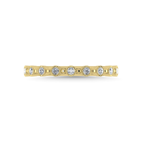 Diamante de oro amarillo de 10 quilates de 1/10 quilates total. Banda apilable
