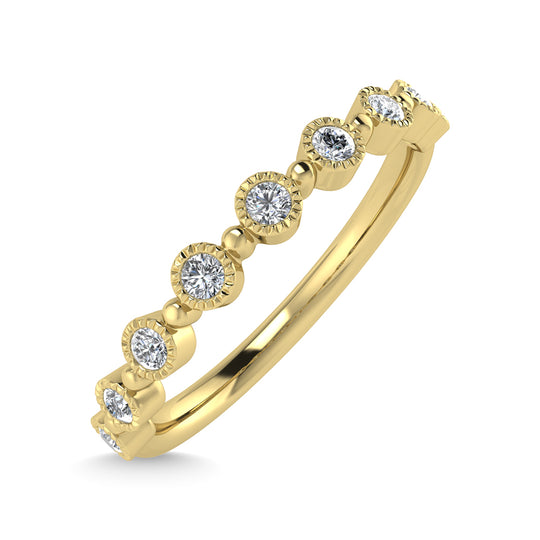 Diamante de oro amarillo de 10 quilates de 1/10 quilates total. Banda apilable