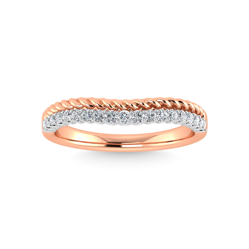 Diamante en oro rosa de 14 quilates de 1/10 quilates total. Banda curva