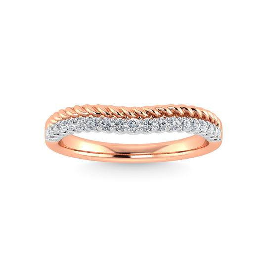 Diamante en oro rosa de 14 quilates de 1/10 quilates total. Banda curva