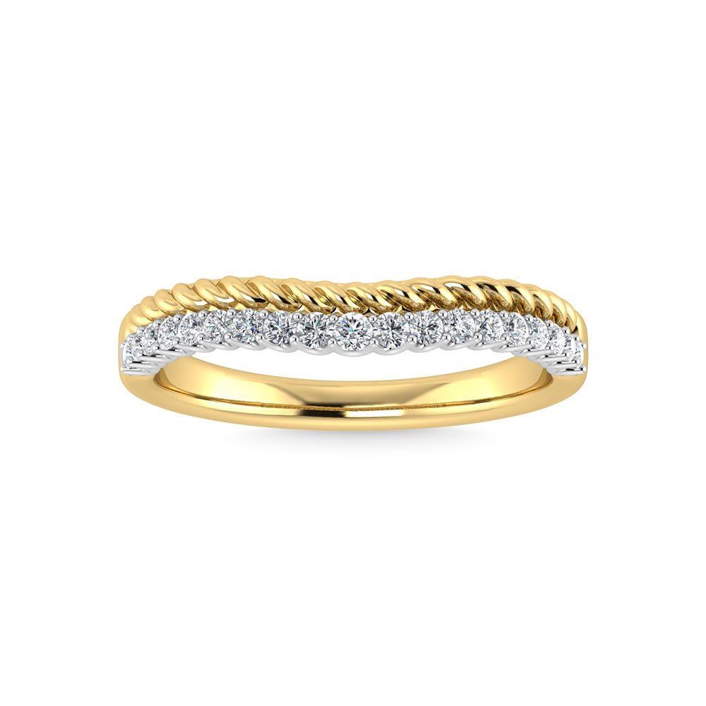 Diamante de oro amarillo de 14 quilates de 1/10 quilates total. Banda curva