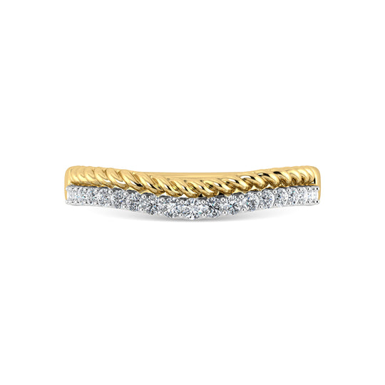Diamante de oro amarillo de 14 quilates de 1/10 quilates total. Banda curva