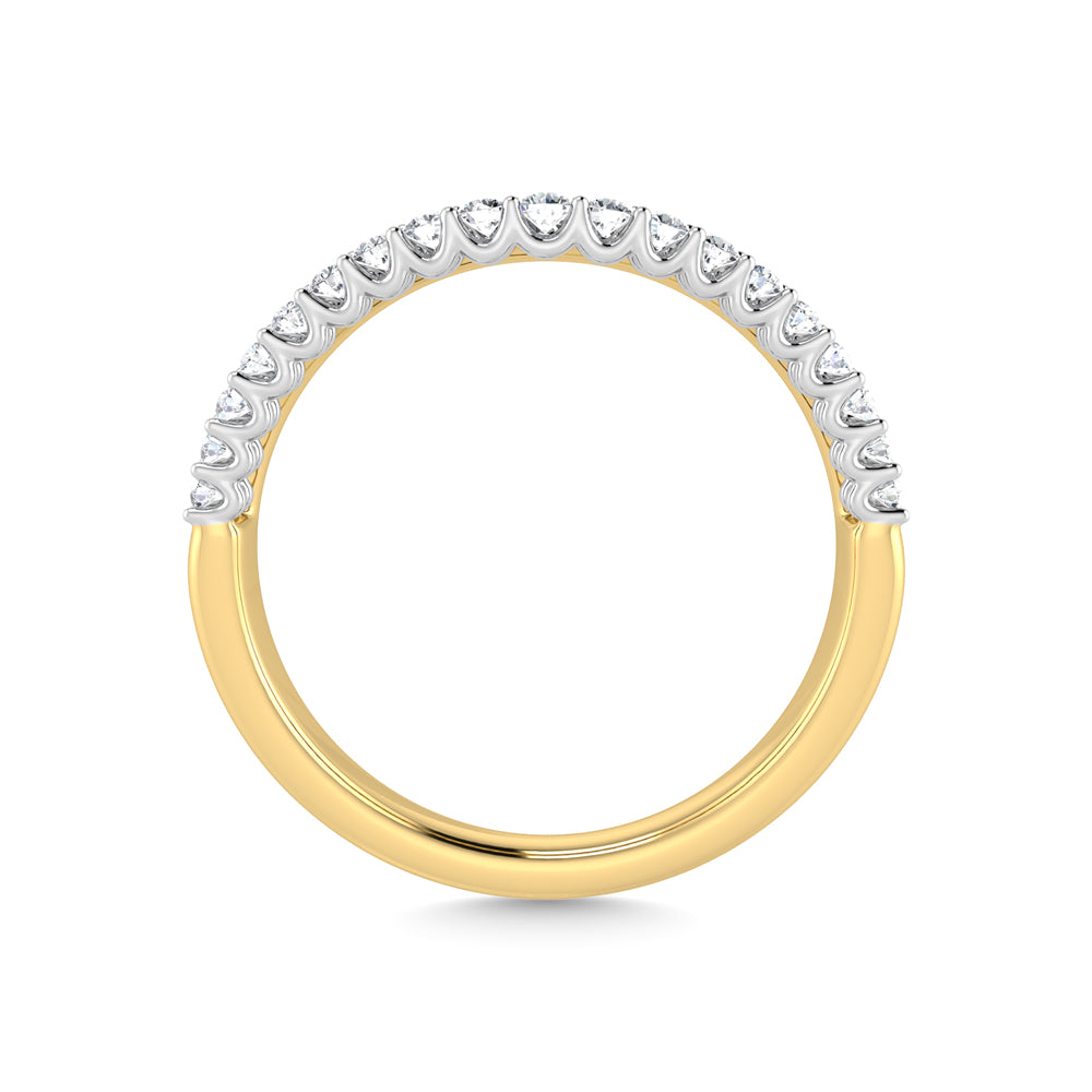 Diamante de oro amarillo de 14 quilates de 1/10 quilates total. Banda curva