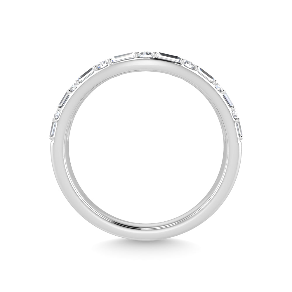 1/5 carat total 14k white gold diamond. Curved band.