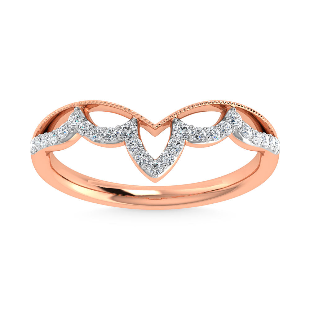 1/5 ct. tw. Diamond in 14K Rose Gold. Chevron Band