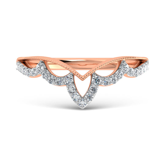 1/5 ct. tw. Diamond in 14K Rose Gold. Chevron Band