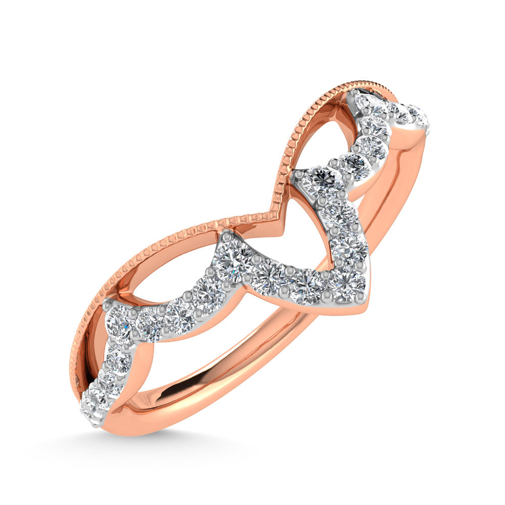 1/5 ct. tw. Diamond in 14K Rose Gold. Chevron Band