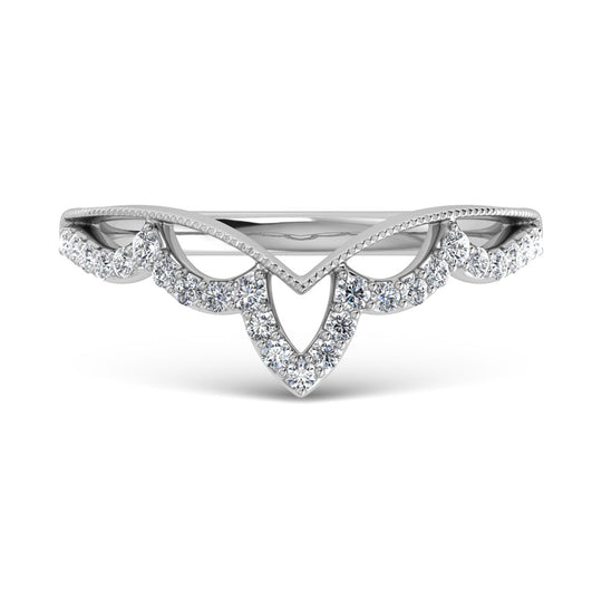 1/5 carat total 14K white gold diamond. Chevron band