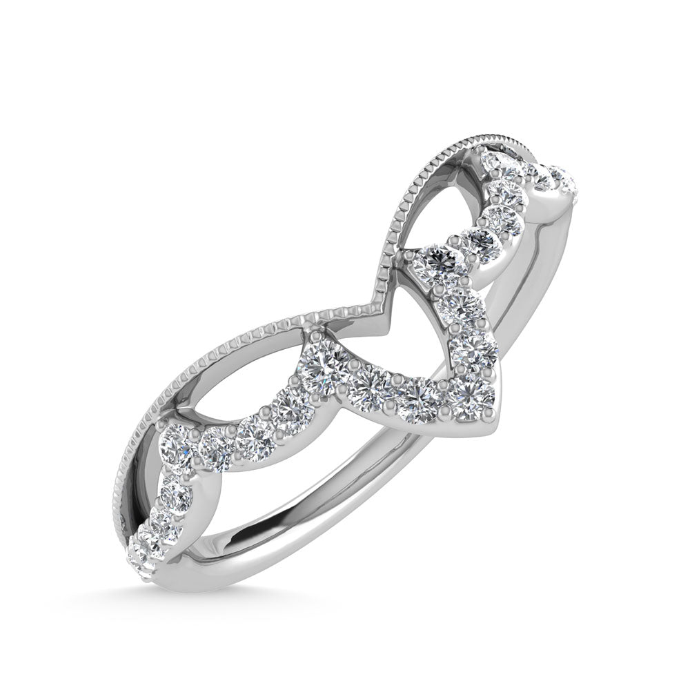 1/5 carat total 14K white gold diamond. Chevron band