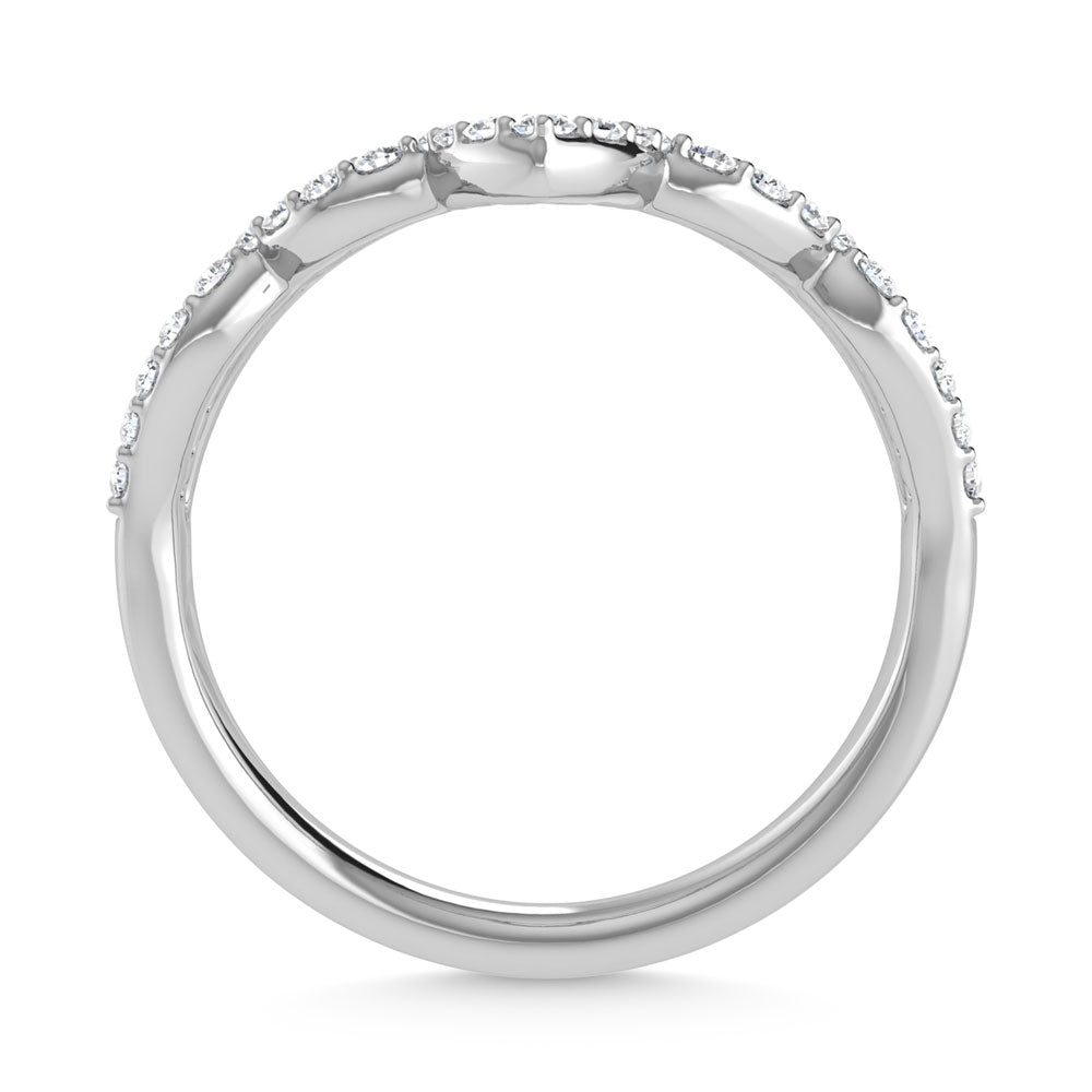 1/5 carat total 14K white gold diamond. Chevron band