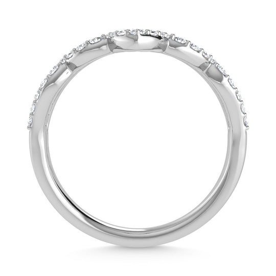 1/5 carat total 14K white gold diamond. Chevron band