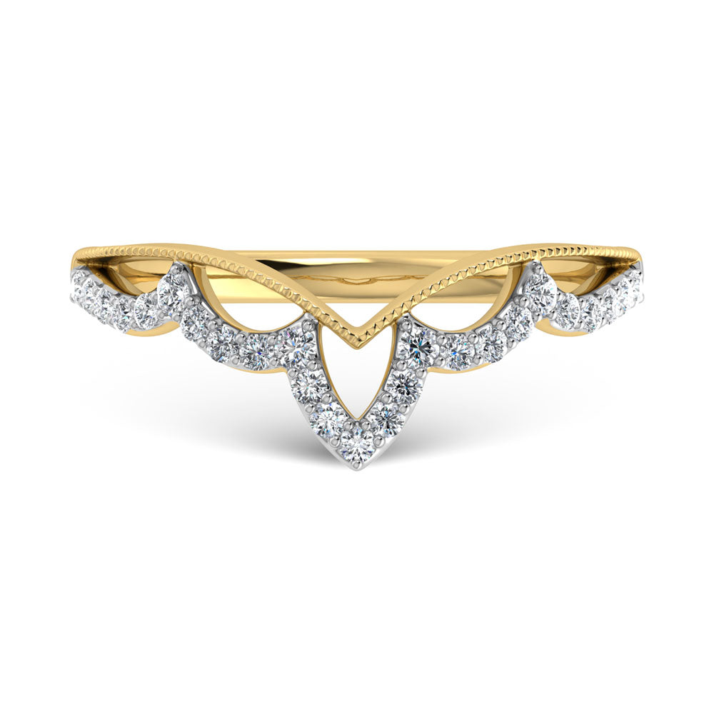 Diamante de oro amarillo de 14 quilates de 1/5 quilates total. Banda de chevr√≥n