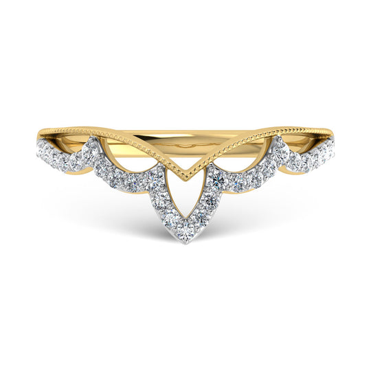 Diamante de oro amarillo de 14 quilates de 1/5 quilates total. Banda de chevr√≥n