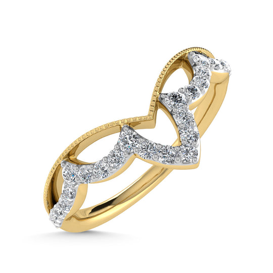 Diamante de oro amarillo de 14 quilates de 1/5 quilates total. Banda de chevr√≥n