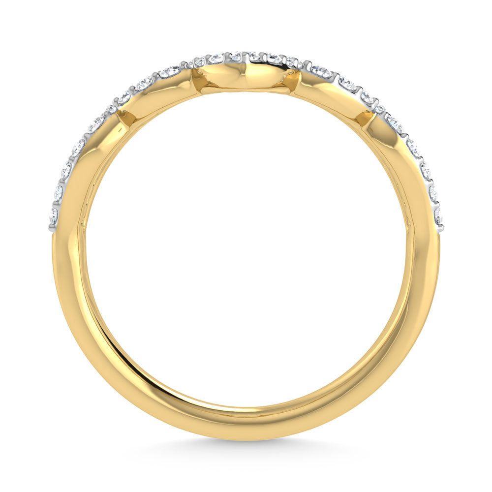 Diamante de oro amarillo de 14 quilates de 1/5 quilates total. Banda de chevr√≥n