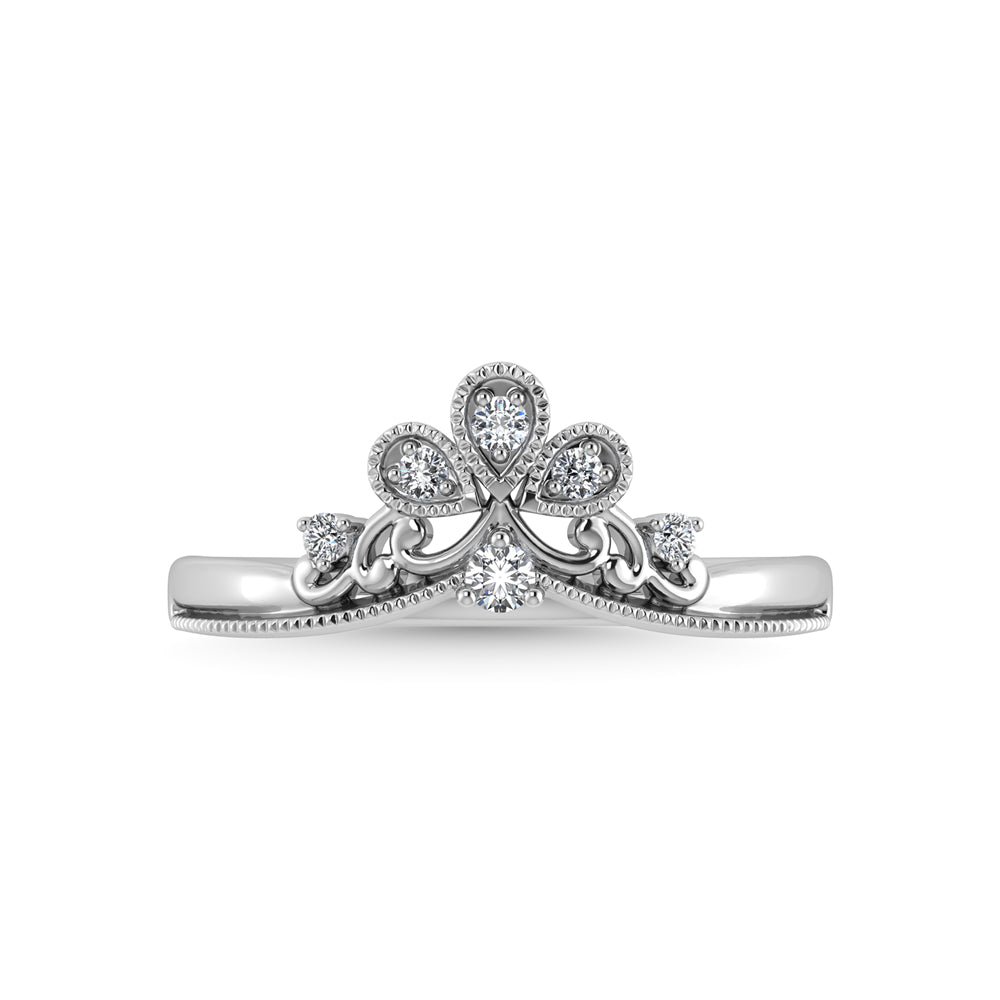 Banda Curva con Diamantes en Oro Blanco de 14k con Diamantes de 1/10 qt