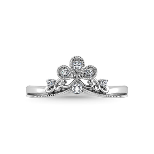 Banda Curva con Diamantes en Oro Blanco de 14k con Diamantes de 1/10 qt