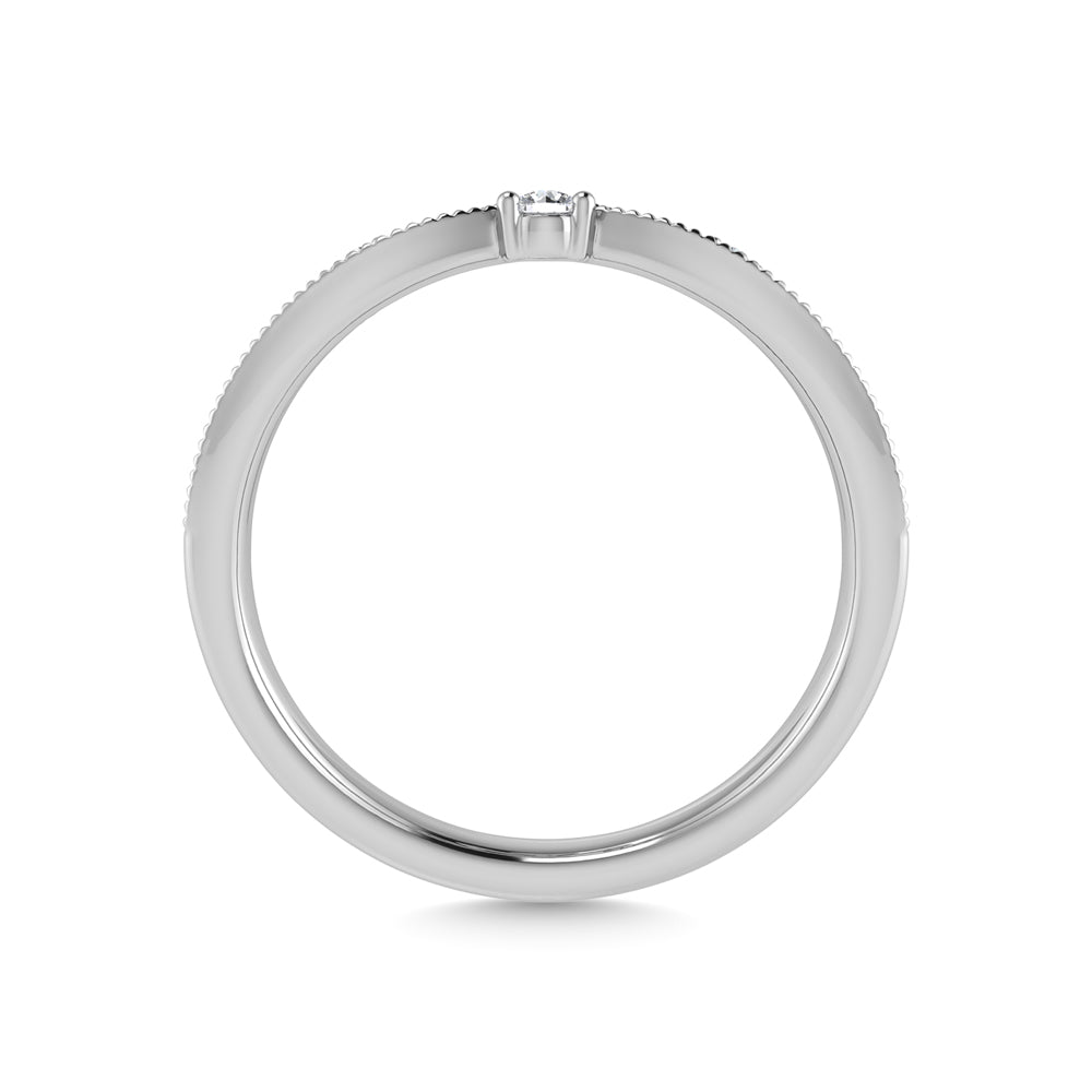 Banda Curva con Diamantes en Oro Blanco de 14k con Diamantes de 1/10 qt