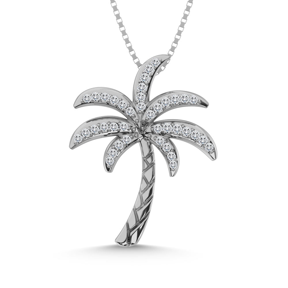 1/10 carat total 14K white gold diamond fashion pendant