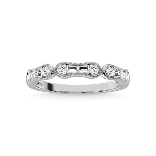 Diamante de oro blanco de 14 quilates de 1/4 qt. total Anillo de aniversario