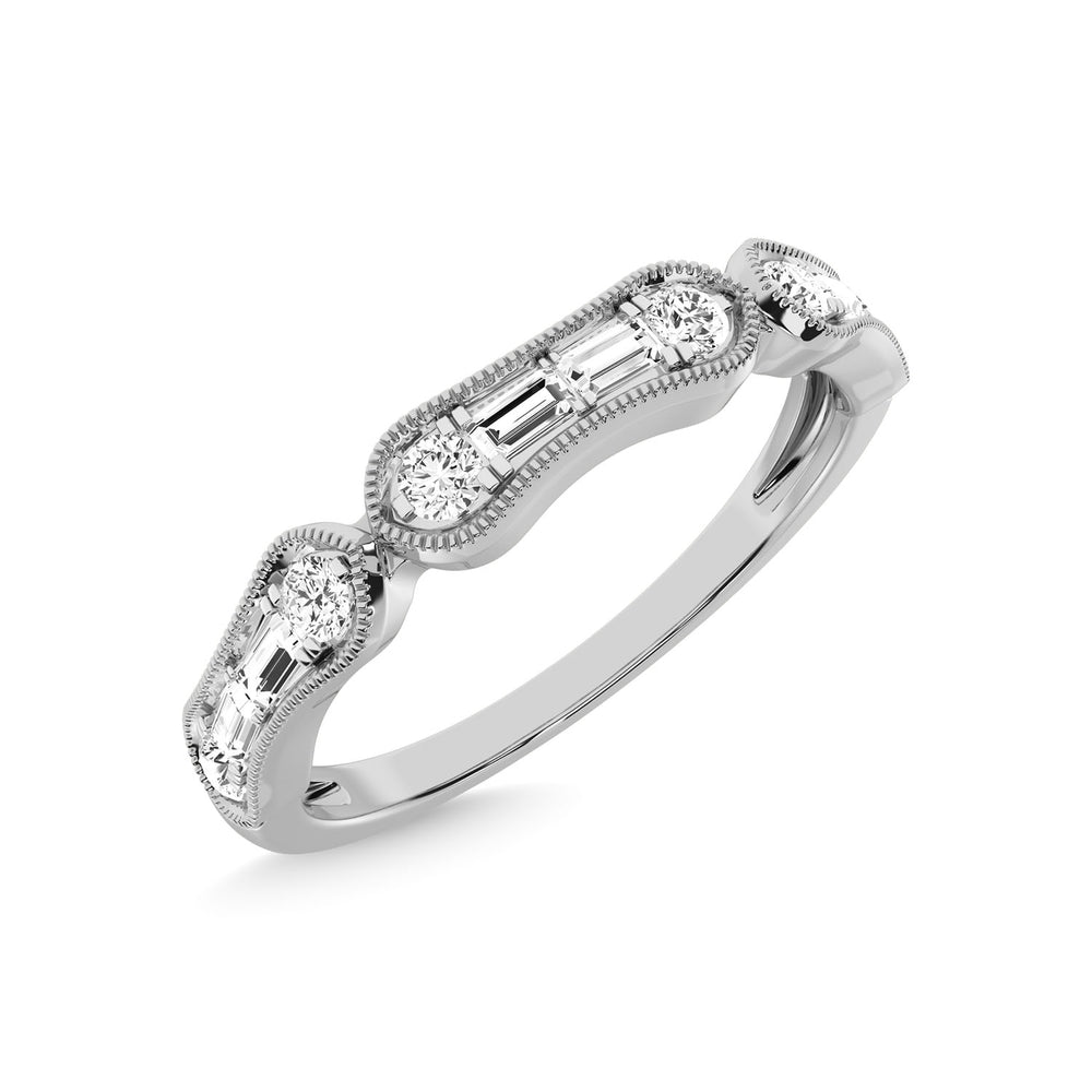 Diamante de oro blanco de 14 quilates de 1/4 qt. total Anillo de aniversario
