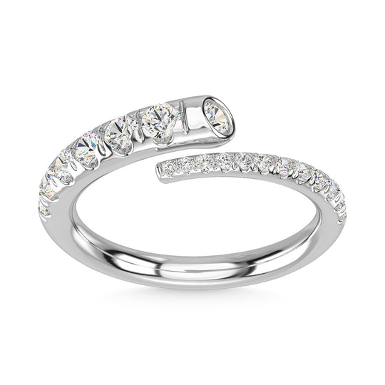 Diamante de oro blanco de 14 quilates de 1/2 qt. total Anillo de moda