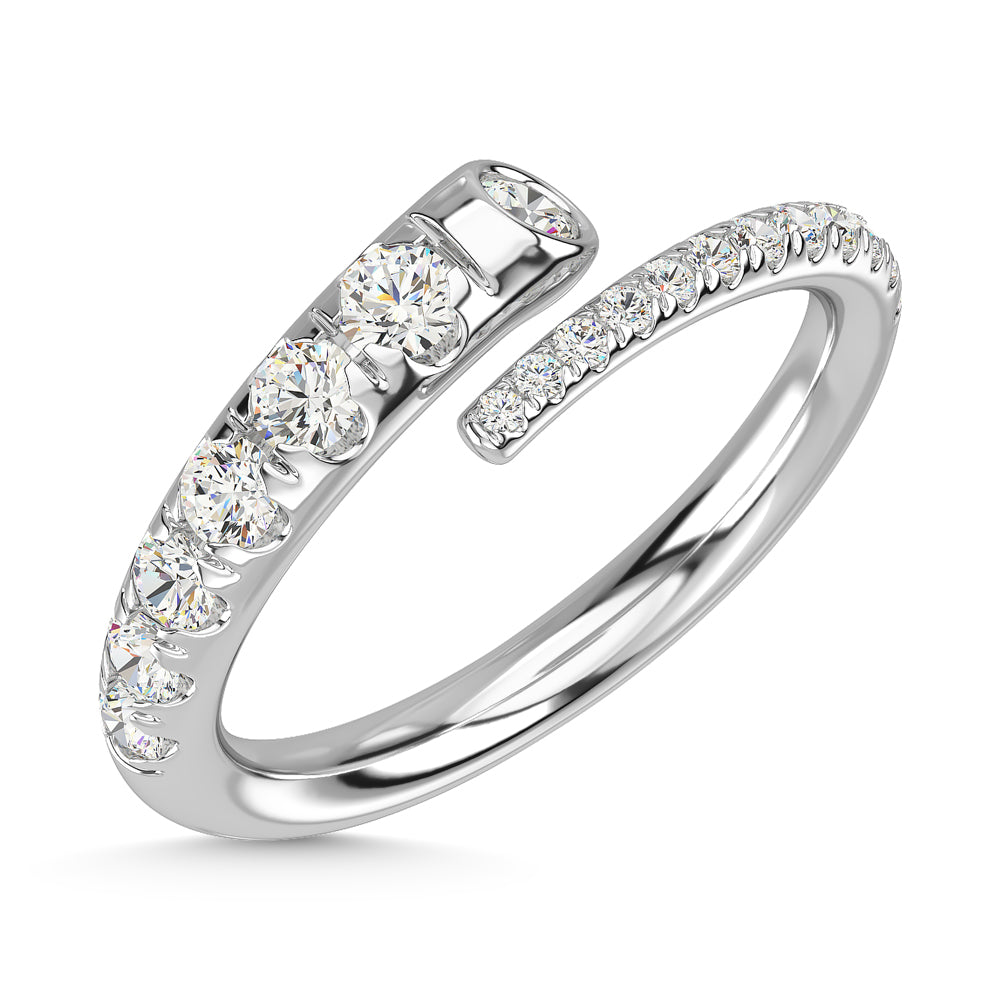 Diamante de oro blanco de 14 quilates de 1/2 qt. total Anillo de moda
