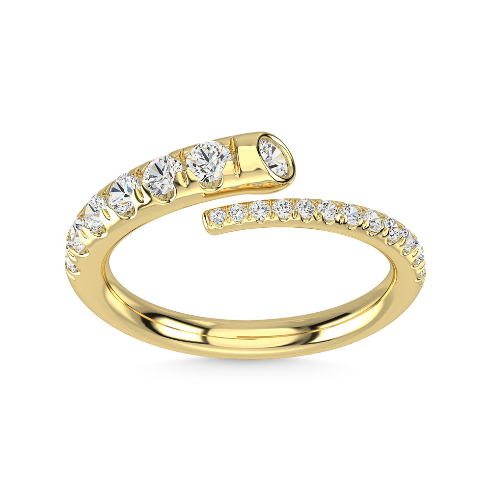 Diamante de oro amarillo de 14 quilates de 1/2 qt. total Anillo de moda