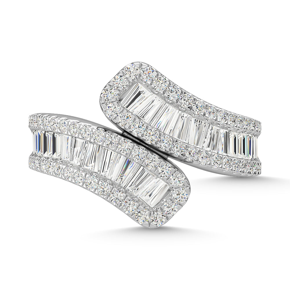 Diamante en oro blanco de 14 quilates de 1 3/8 quilates total. Anillo de moda