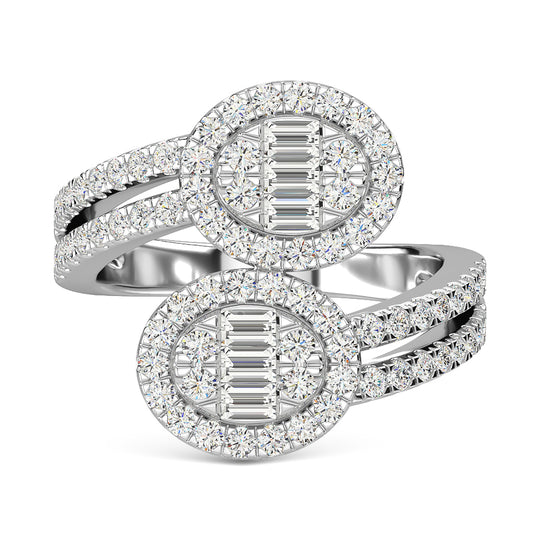 Diamante en oro blanco de 14 quilates de 1 qt. total Anillo de moda