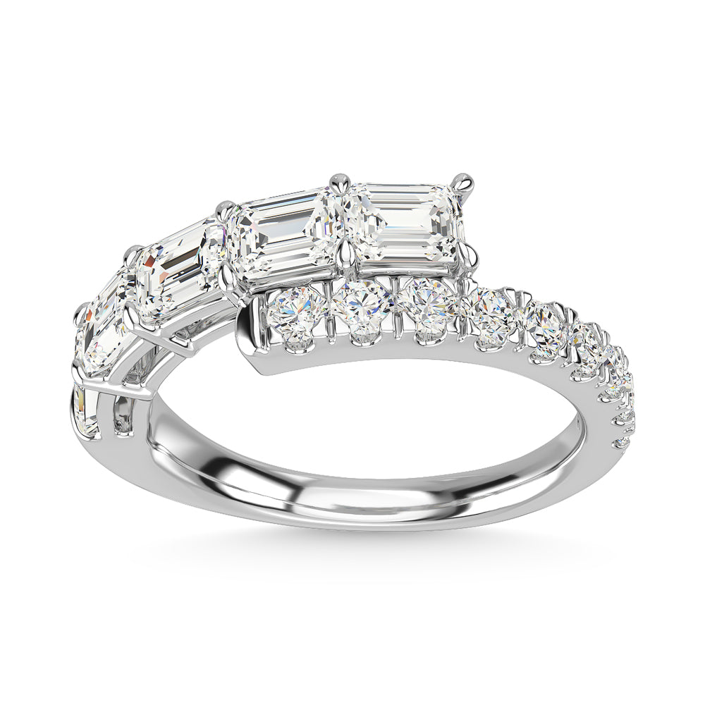Diamante en oro blanco de 14 quilates de 1 7/8 quilates total. Anillo de moda