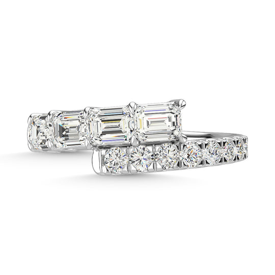 Diamante en oro blanco de 14 quilates de 1 7/8 quilates total. Anillo de moda