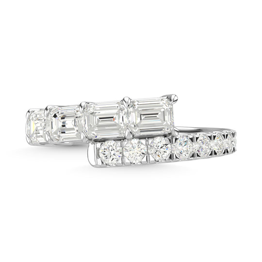 Diamante en oro blanco de 14 quilates de 1 7/8 quilates total. Anillo de moda