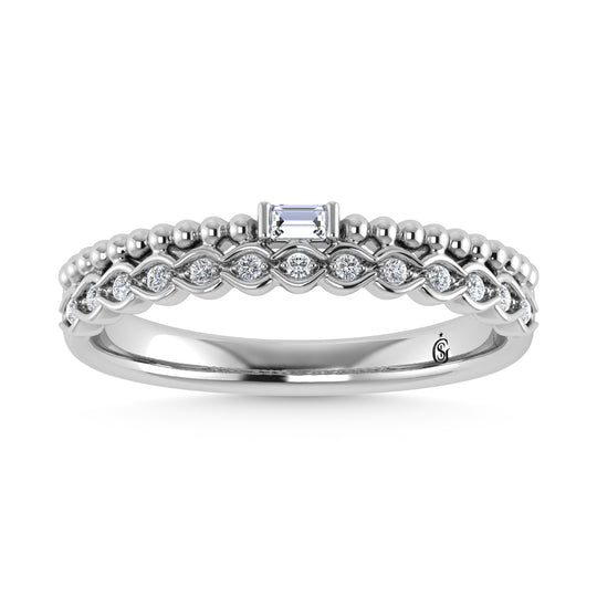 14K White Gold Diamond 1/10ct tw. Stackable band
