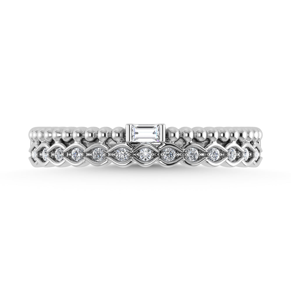 14K White Gold Diamond 1/10ct tw. Stackable band
