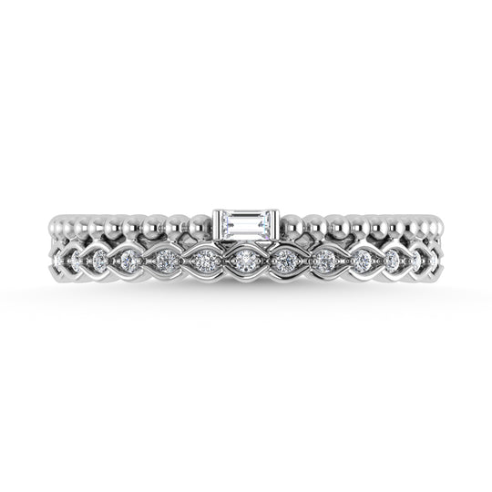 14K White Gold Diamond 1/10ct tw. Stackable band