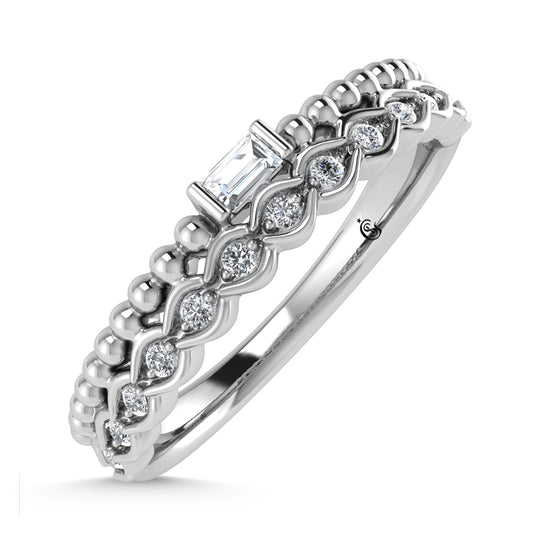 14K White Gold Diamond 1/10ct tw. Stackable band