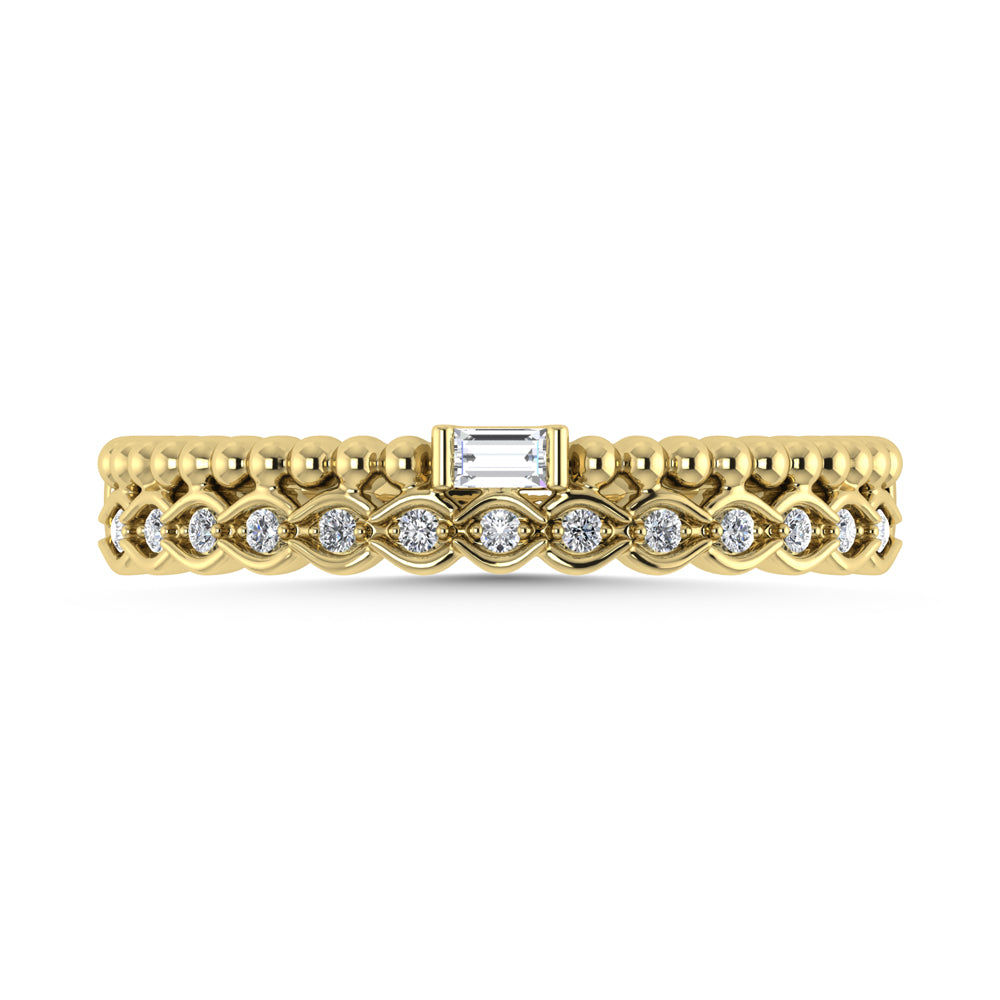 Diamante de oro amarillo de 14 quilates de 1/10 quilates total. Banda apilable