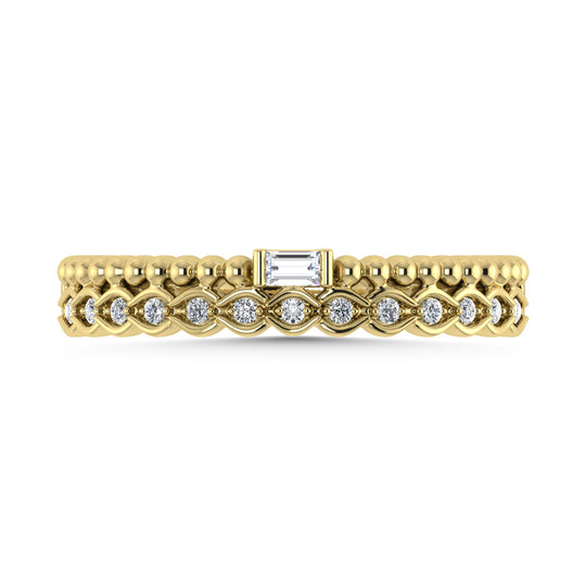 Diamante de oro amarillo de 14 quilates de 1/10 quilates total. Banda apilable
