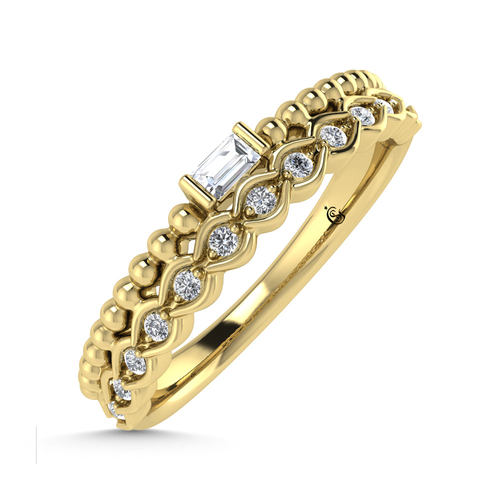 Diamante de oro amarillo de 14 quilates de 1/10 quilates total. Banda apilable