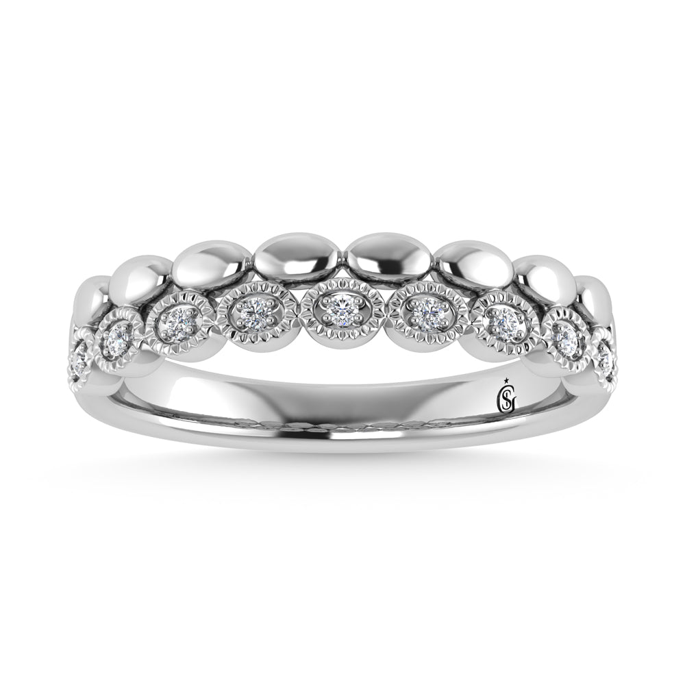 14K White Gold Diamond 1/20 ct tw. Stackable band